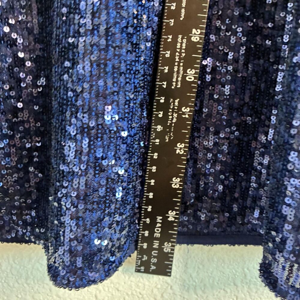 Vineyard Vines Dress Girls L Blue Sequin Fit & Flare Tiered Long Sleeve Party - Picture 7 of 16